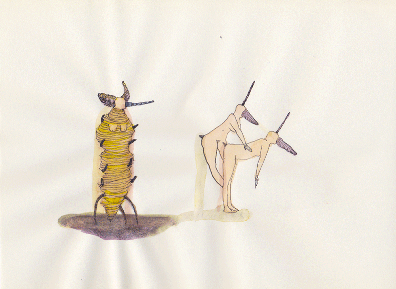 Culbutos, aquarelle et encre, 21 x 29,7 cm, 2014